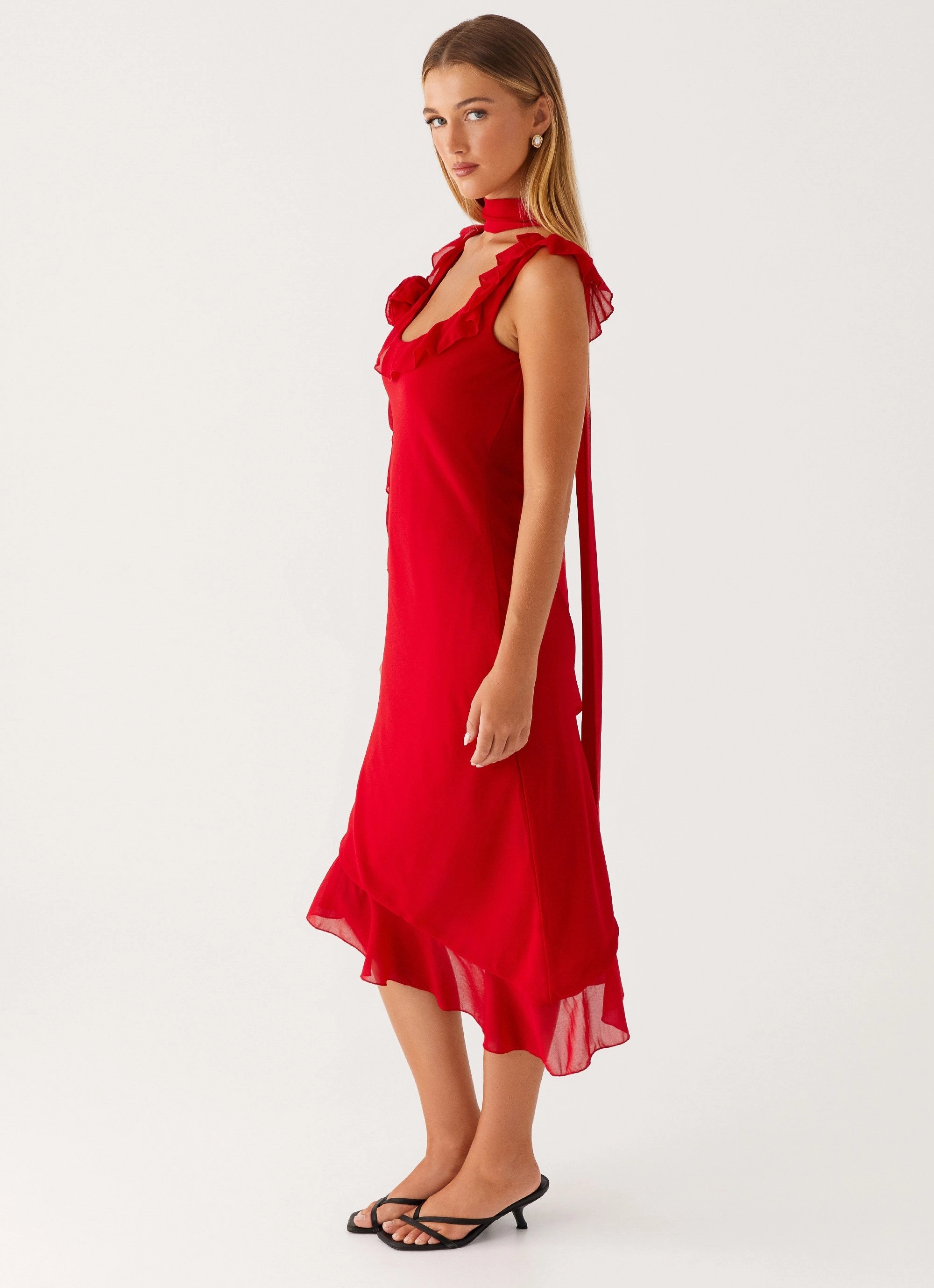 Fariday Midi Dress - Red Feminine Tailoring