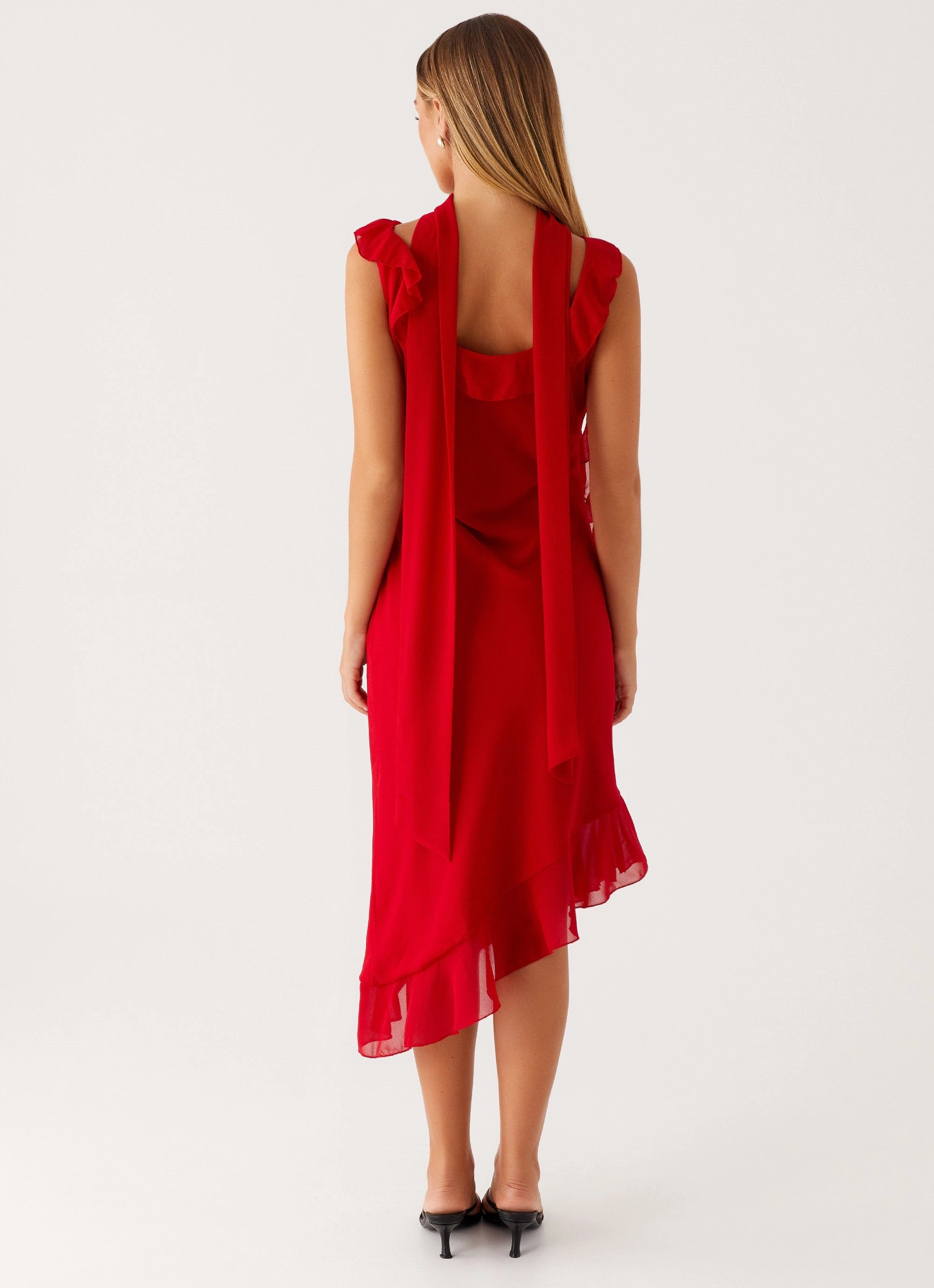 Fariday Midi Dress - Red Calm Finish