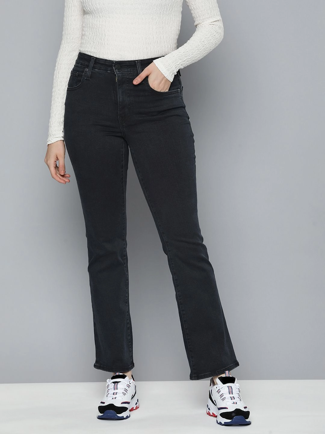 Chill Style Refined Detail Women's 725 Grey Flared Fit High Rise Jeans