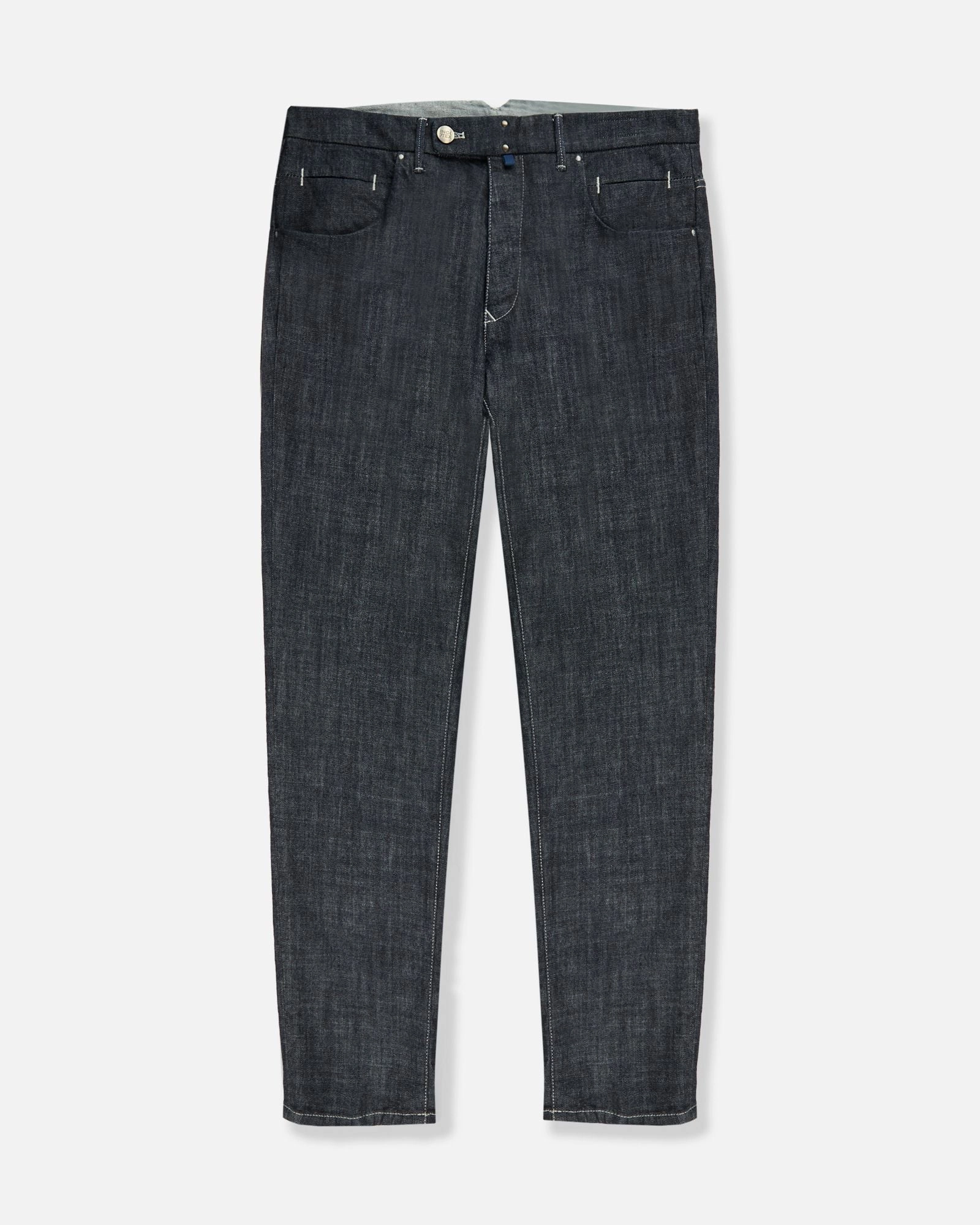 Slim fit tailored trousers made of stretch denim Laser cut