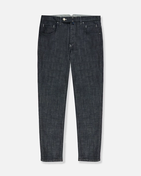 Slim fit tailored trousers made of stretch denim Laser cut