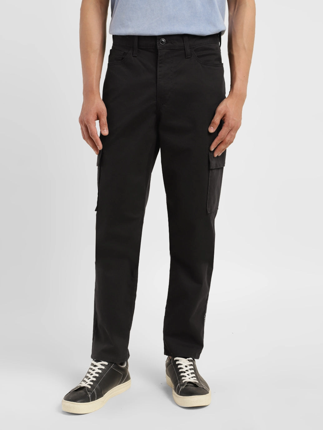 Men's Black Loose Fit Cargo Trousers Stay Fresh
