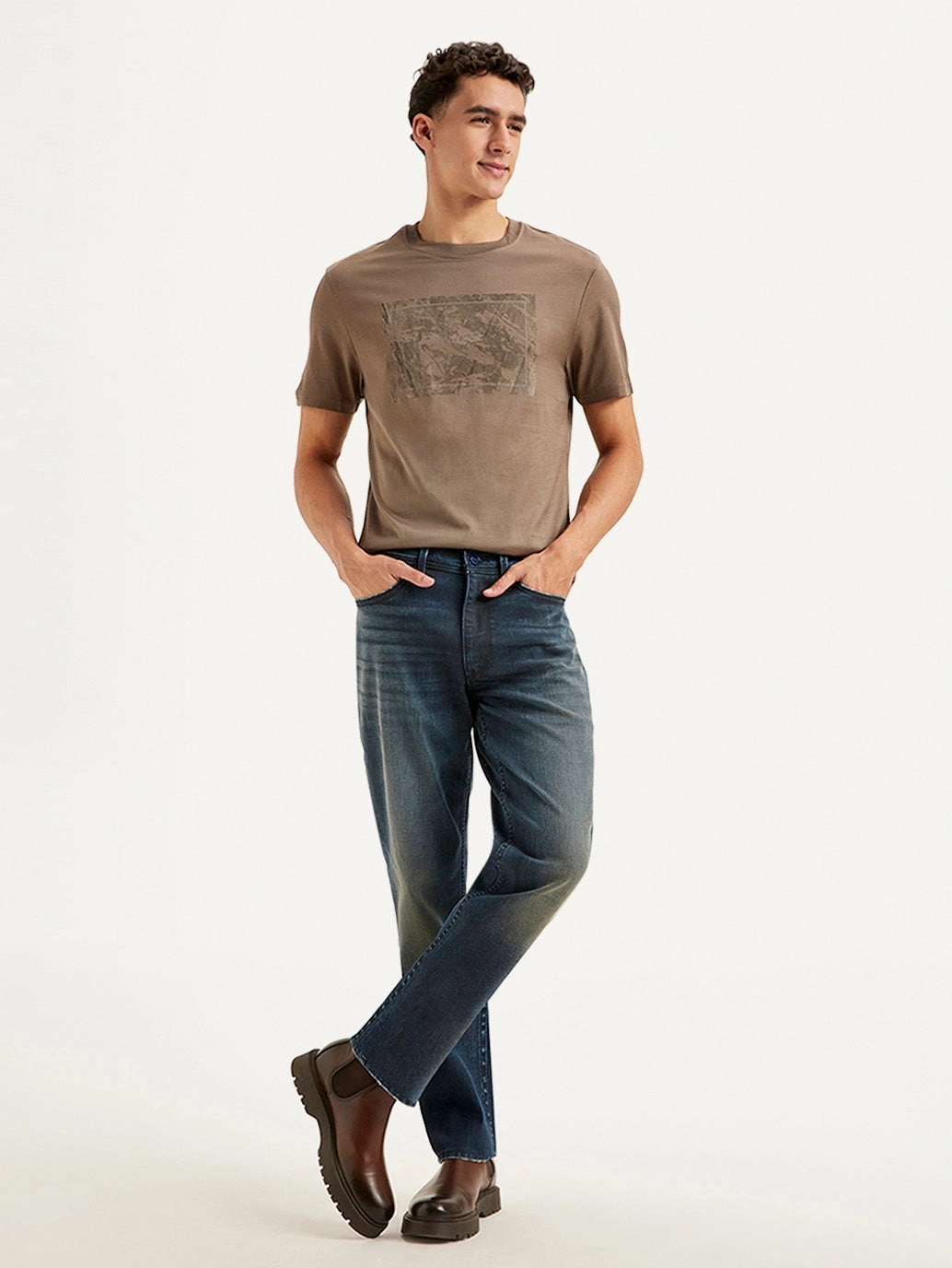 Night Out Neutral Textured Men's Redloop 541 Blue Athletic Tapered Fit Mid Rise Jeans