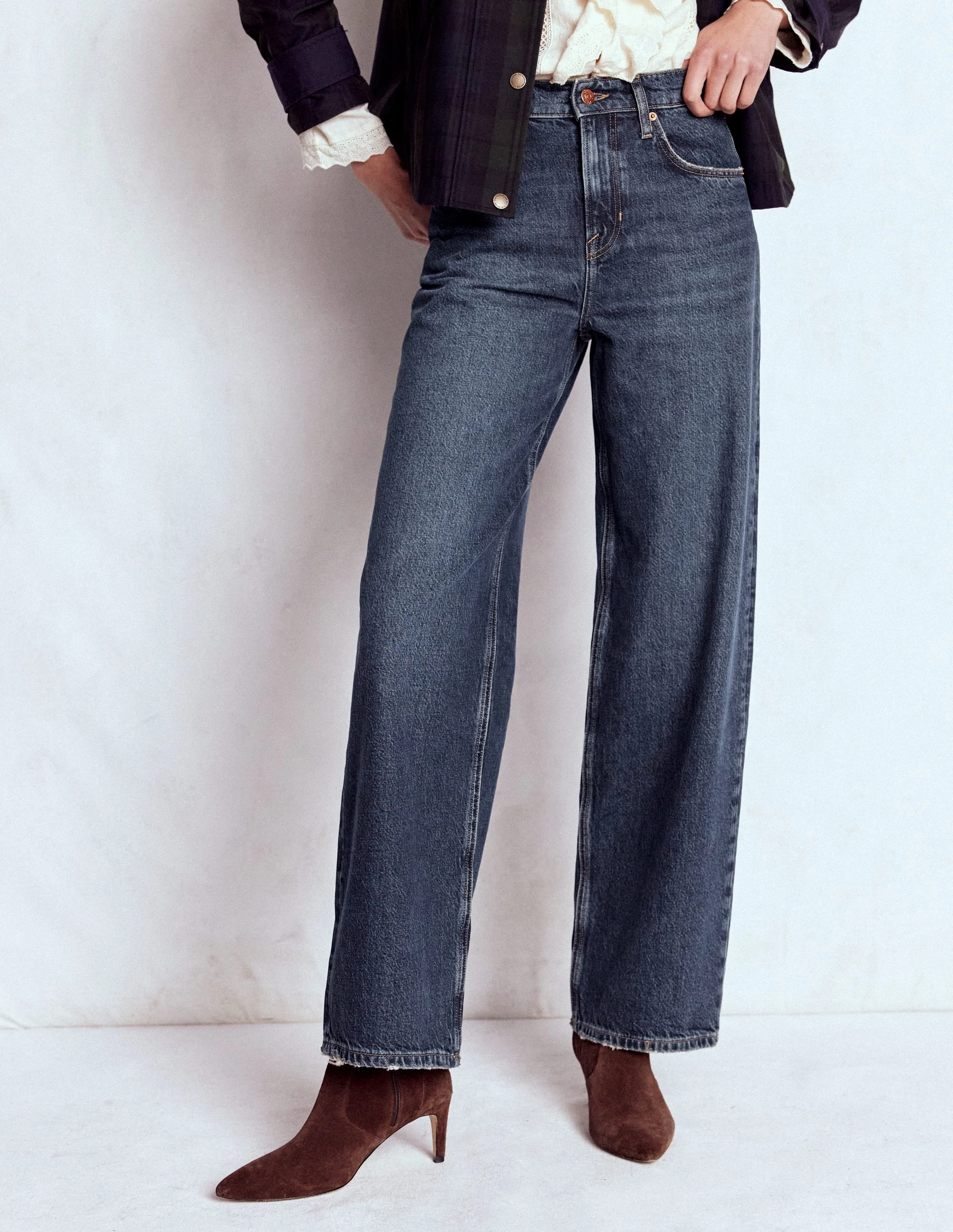 Slouch Leg Jeans-Dark Vintage Casual Comfort Fit