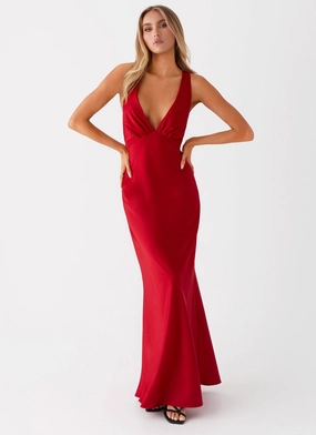 Slyvia Maxi Dress - Red and Effortless fit dress.