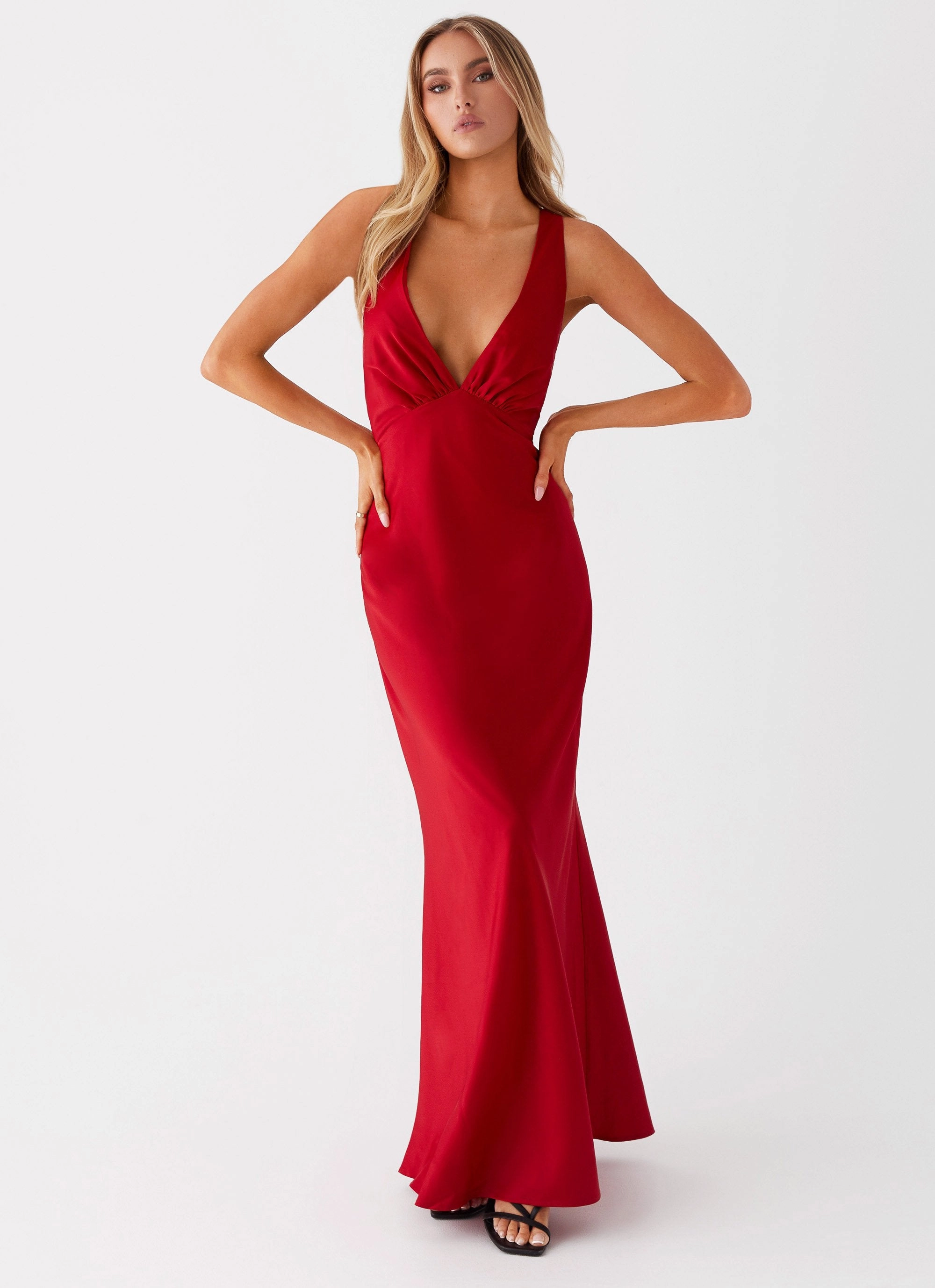 Slyvia Maxi Dress - Red and Effortless fit dress.