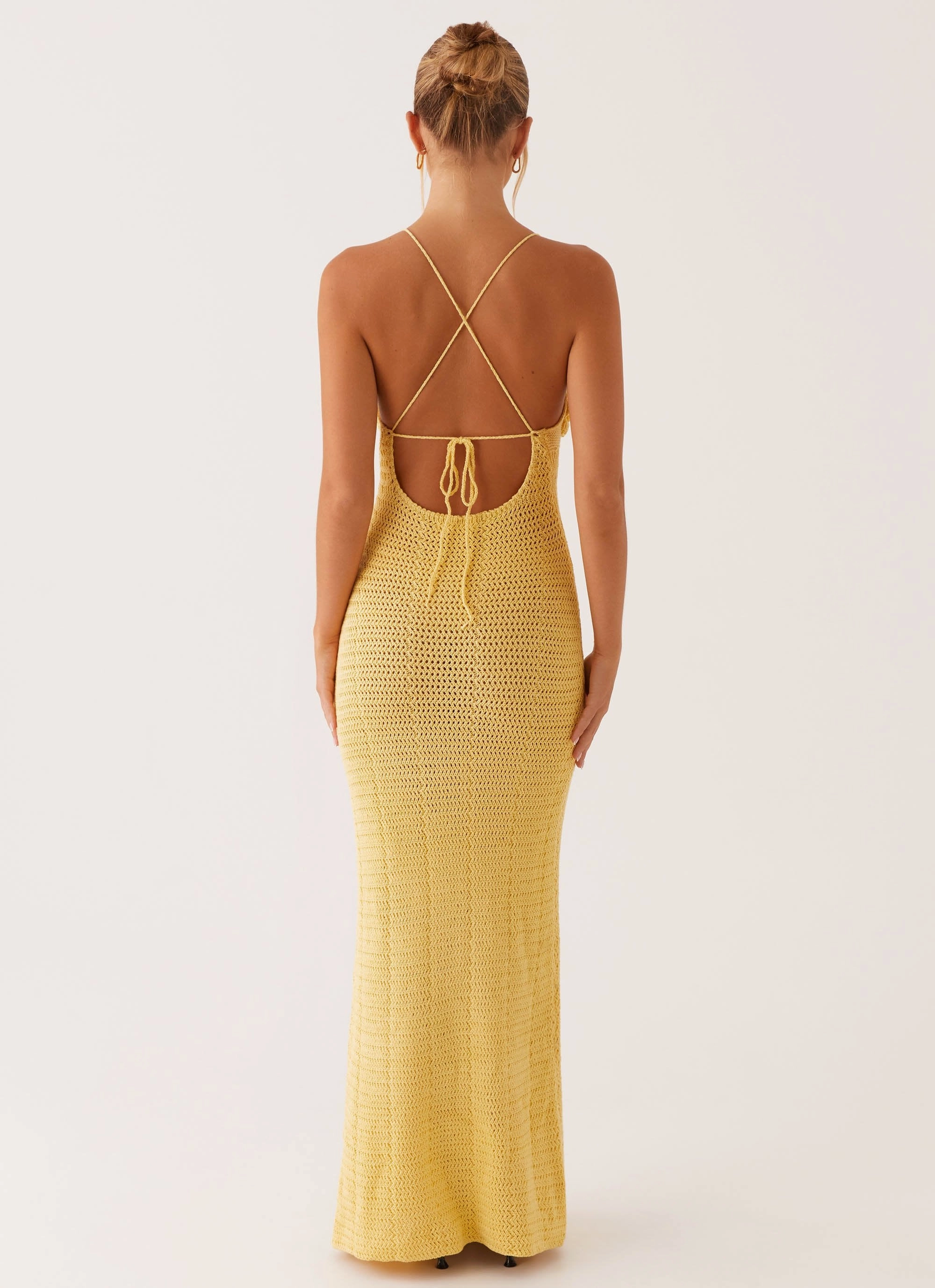 Zara Rose Crochet Maxi Dress - Yellow Special-Occasion
