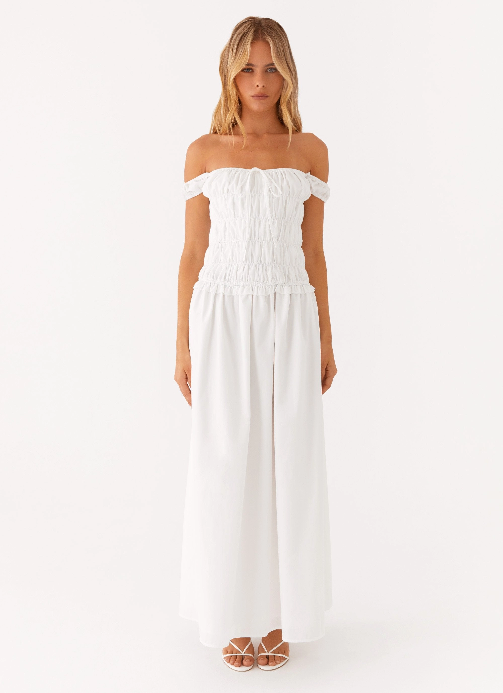 Countryside Off Shoulder Maxi Dress - Ivory Wool-Blend Smart Pairing