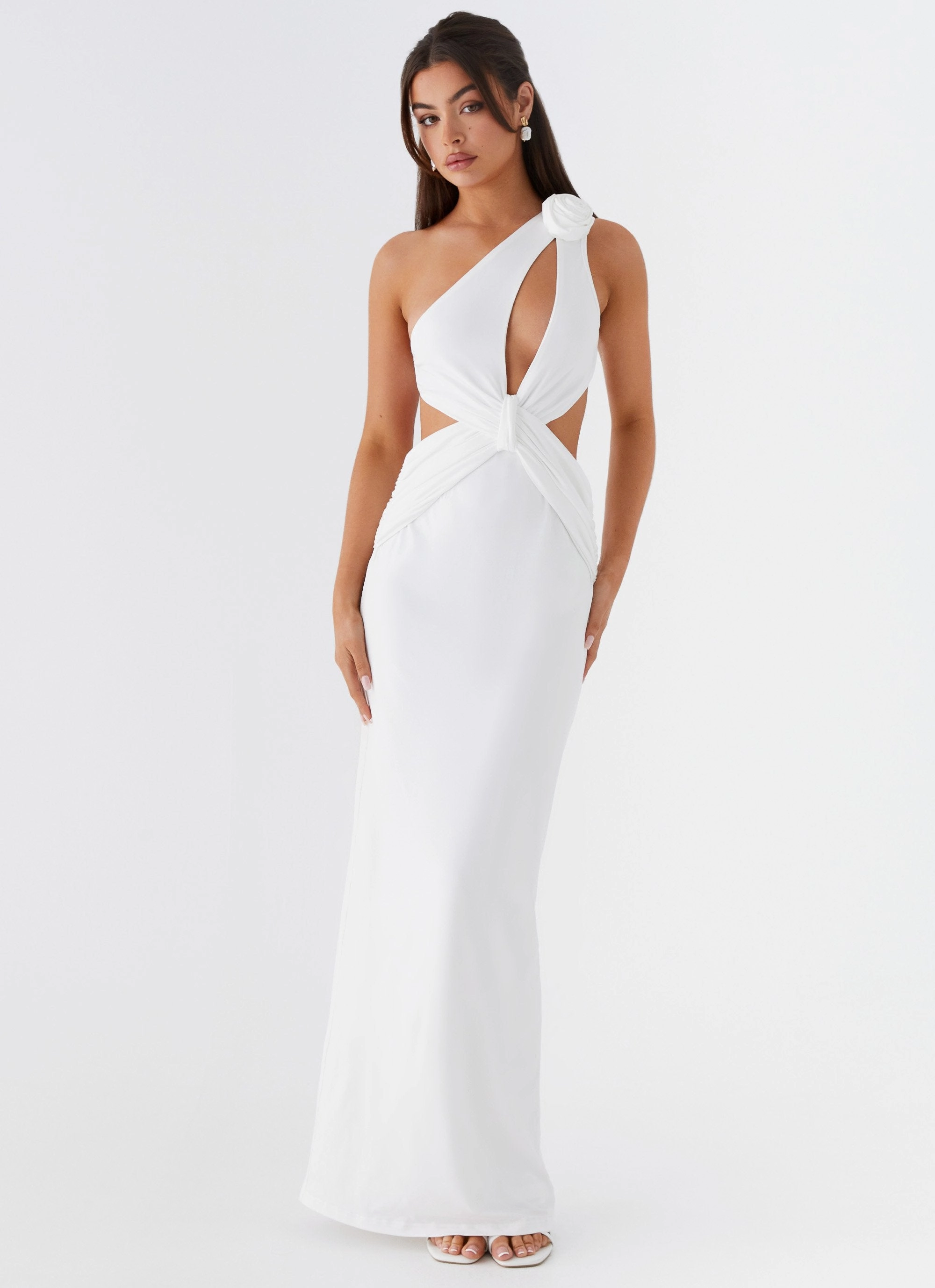 Lovesome Rosa Maxi Dress - White Subtle pattern Delicate Tone