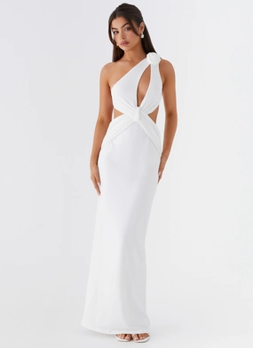 Lovesome Rosa Maxi Dress - White Subtle pattern Delicate Tone