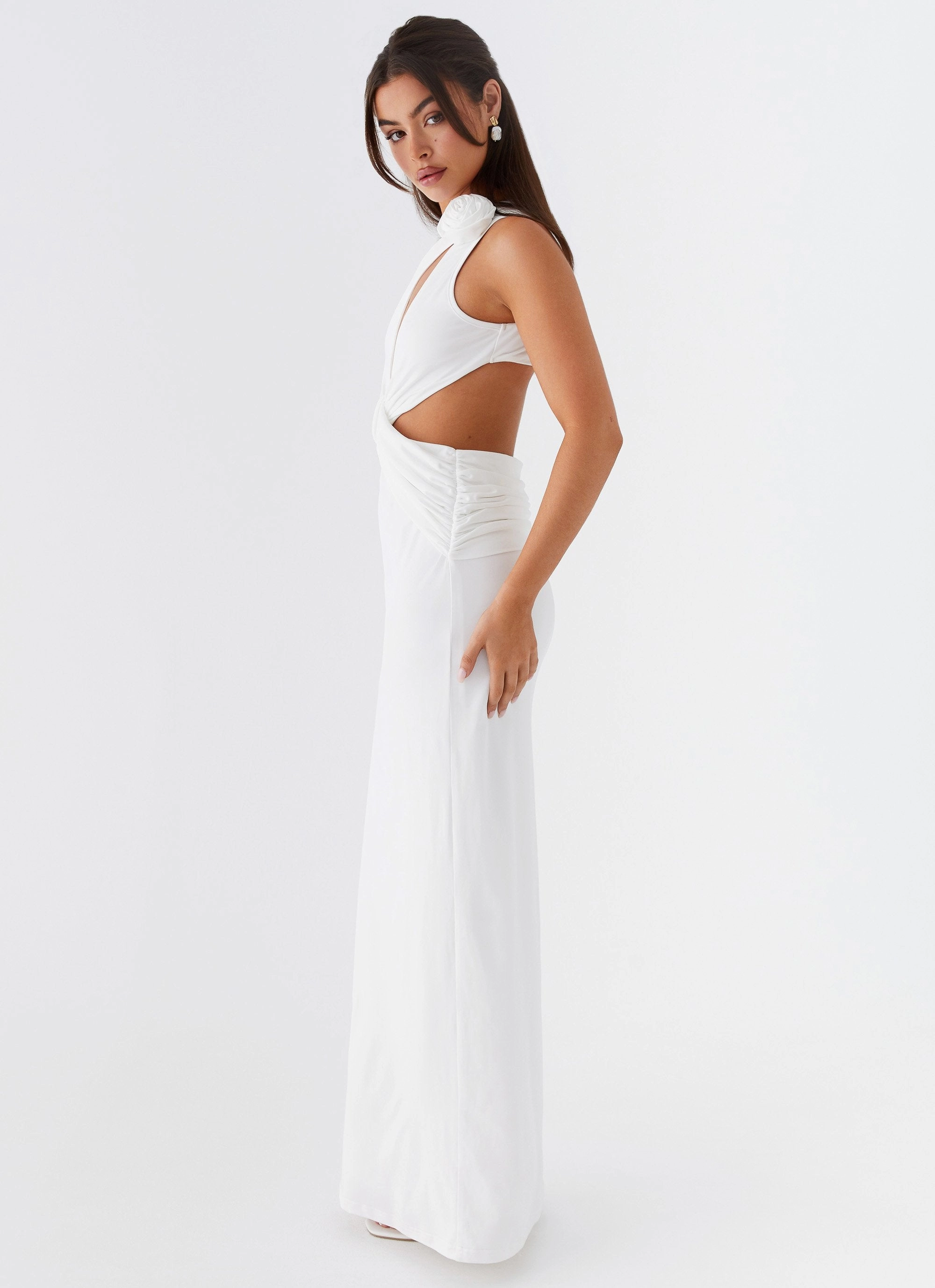 Rose Flush Shade Glow Lovesome Rosa Maxi Dress - White