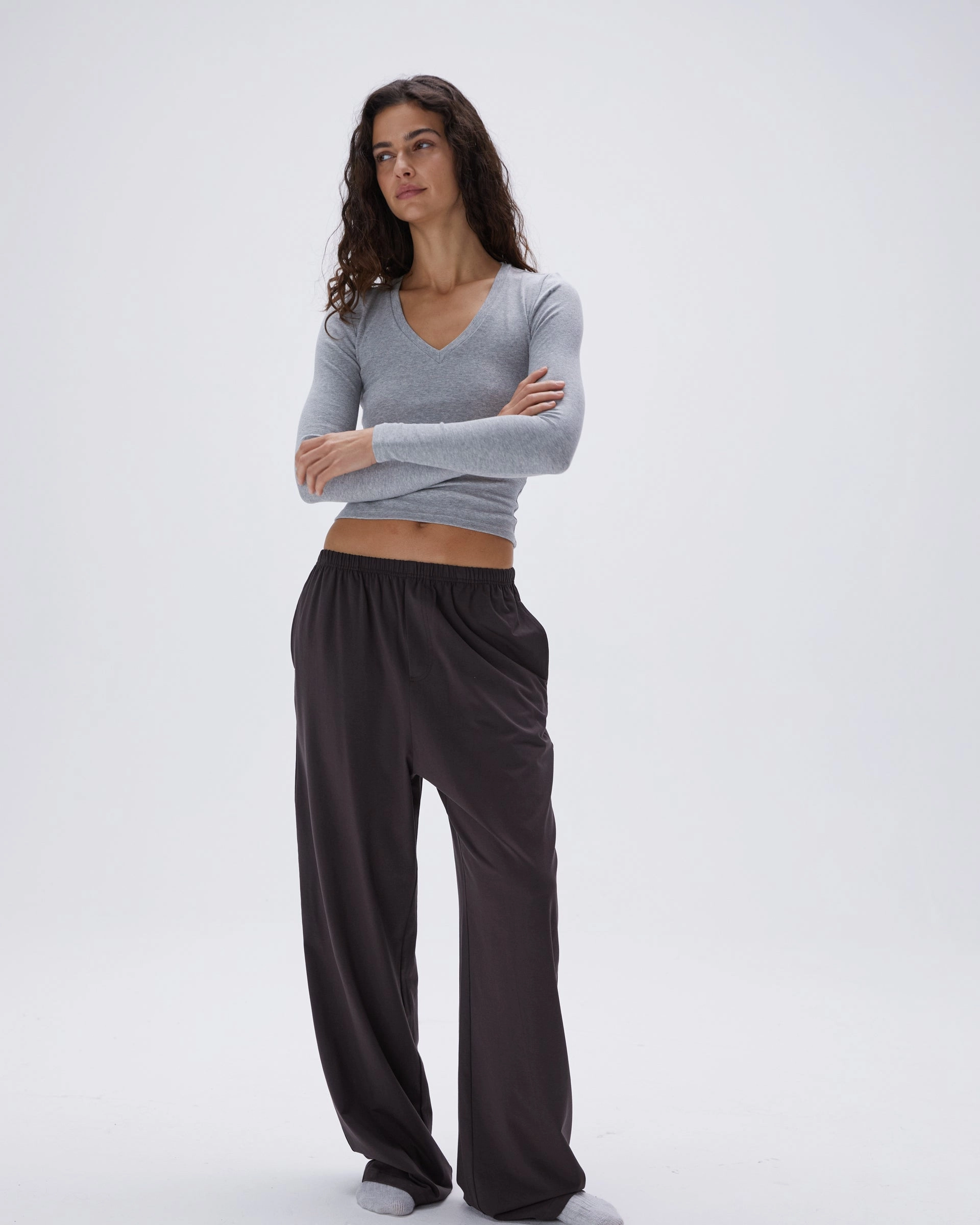 Modal Cotton Pants - Coffee Bean Roomy Shape