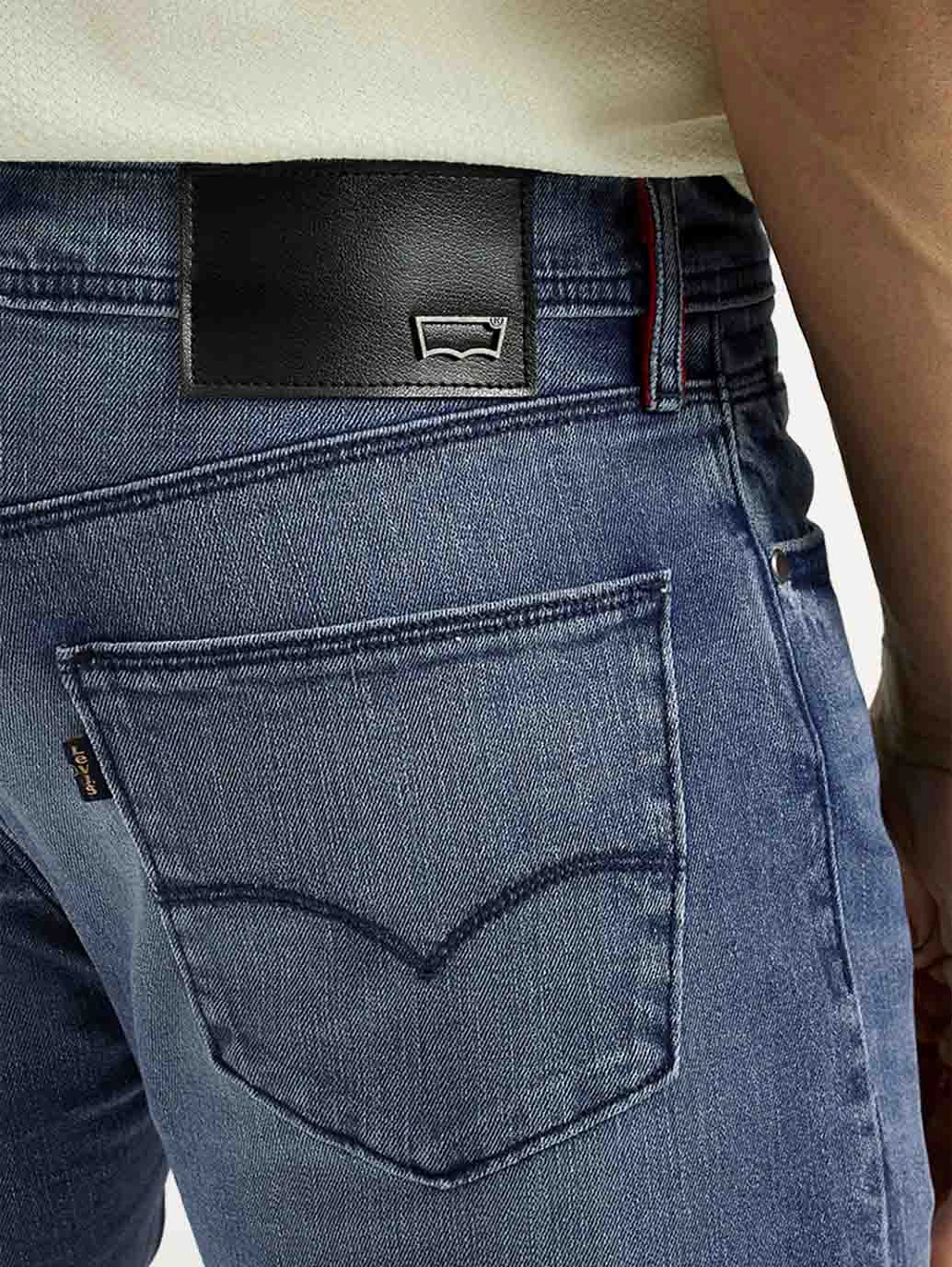 Straight Leg Design Comfy Tailoring Men's Redloop 511 Dark Indigo Slim Fit Mid Rise Selvedge Jeans