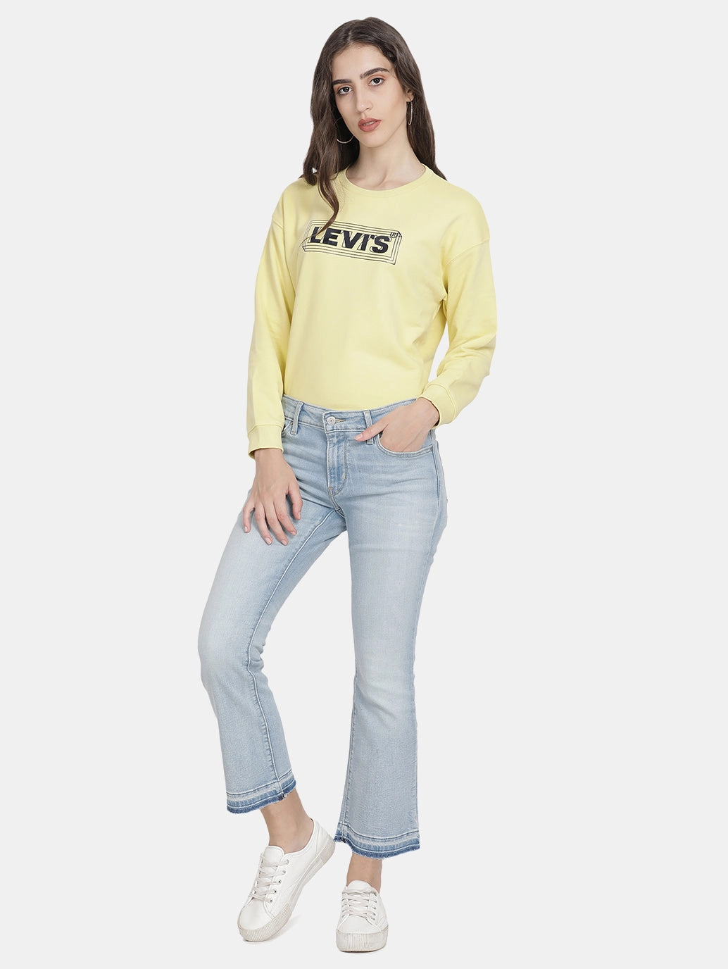 Women's 715 Blue Flared Fit Mid Rise Jeans Relaxed Taper