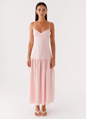 Found You Midi Dress - Pink Ankle-length Edge Detail