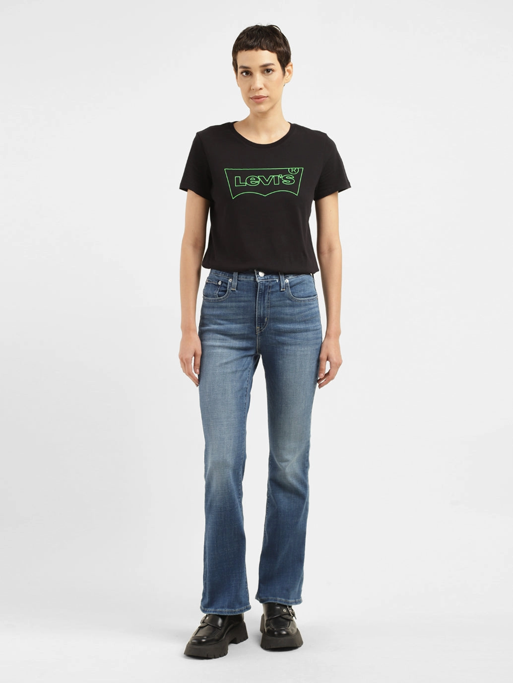 Smooth Minimalist Women's 725 Blue Flared Fit High Rise Jeans