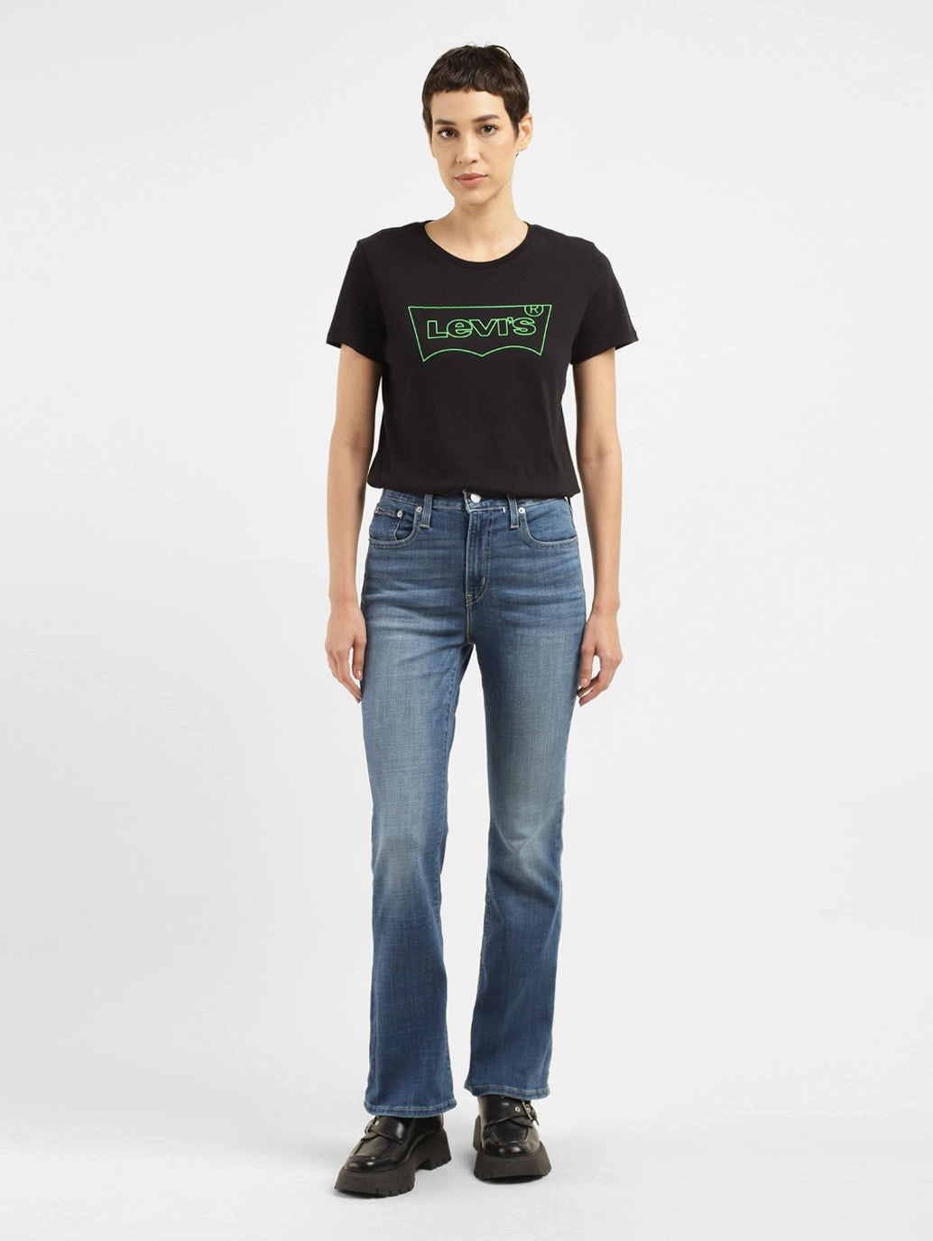 Casual Staple Women's 725 Blue Flared Fit High Rise Jeans