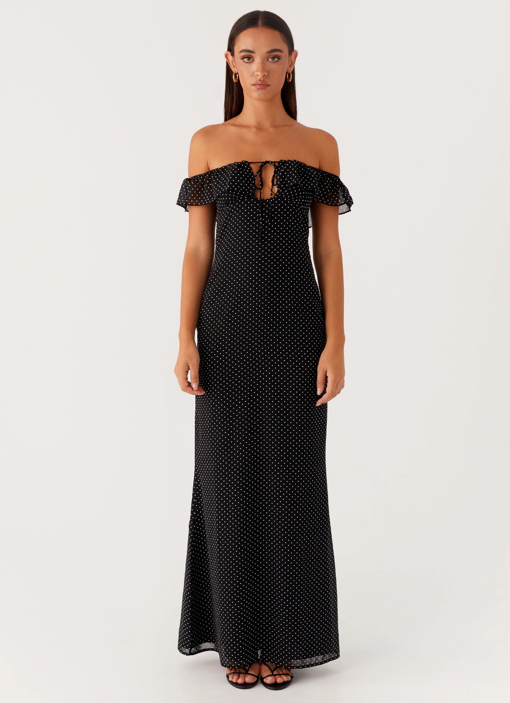 Scarlet Cherry Maxi Dress - Black Polka Dot Nature Glow Travel piece