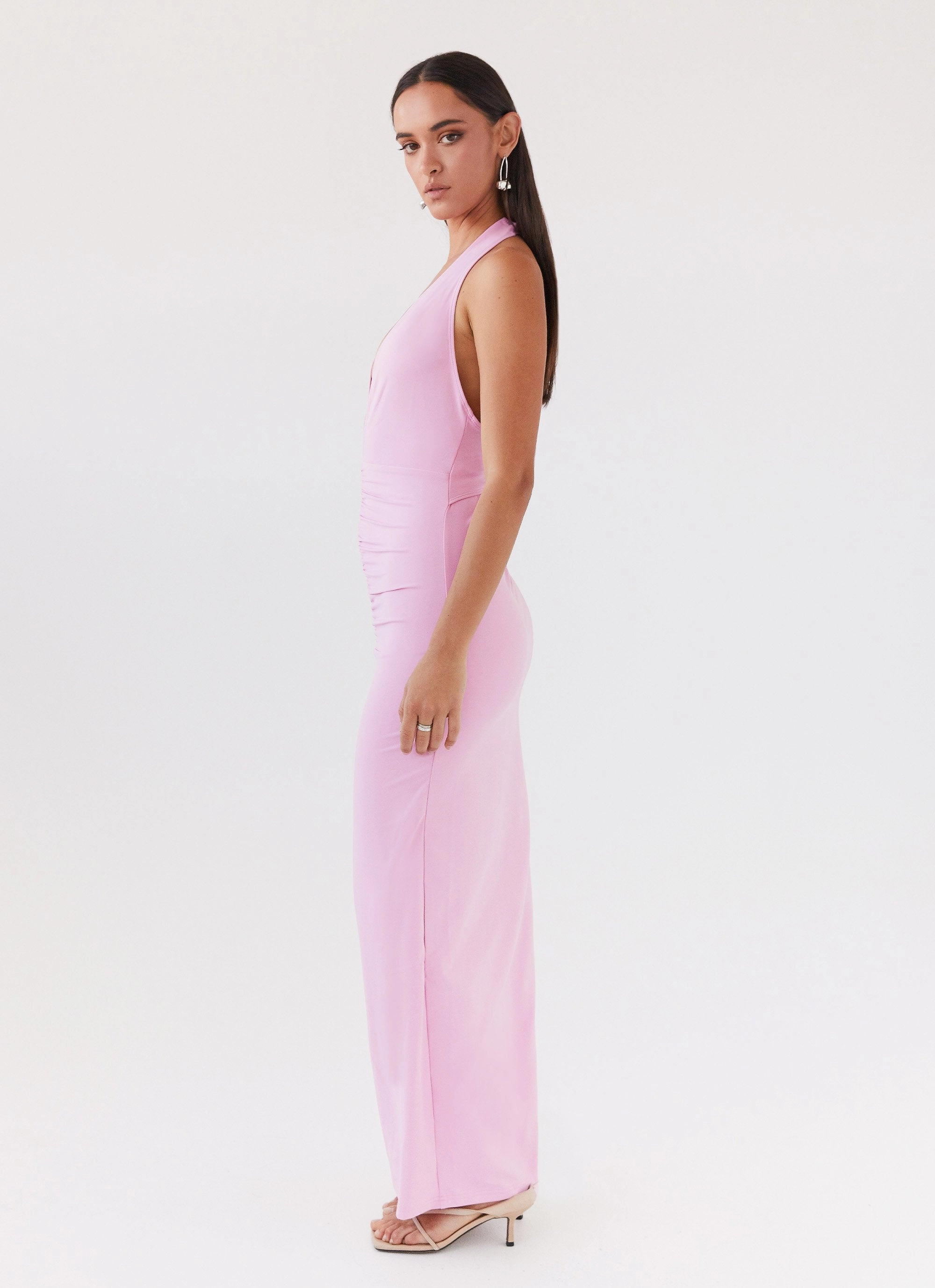 Midnight Mood Whisked Away Halterneck Maxi Dress - Pink