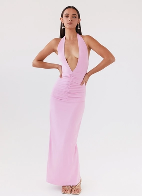 Whisked Away Halterneck Maxi Dress - Pink Modern-style