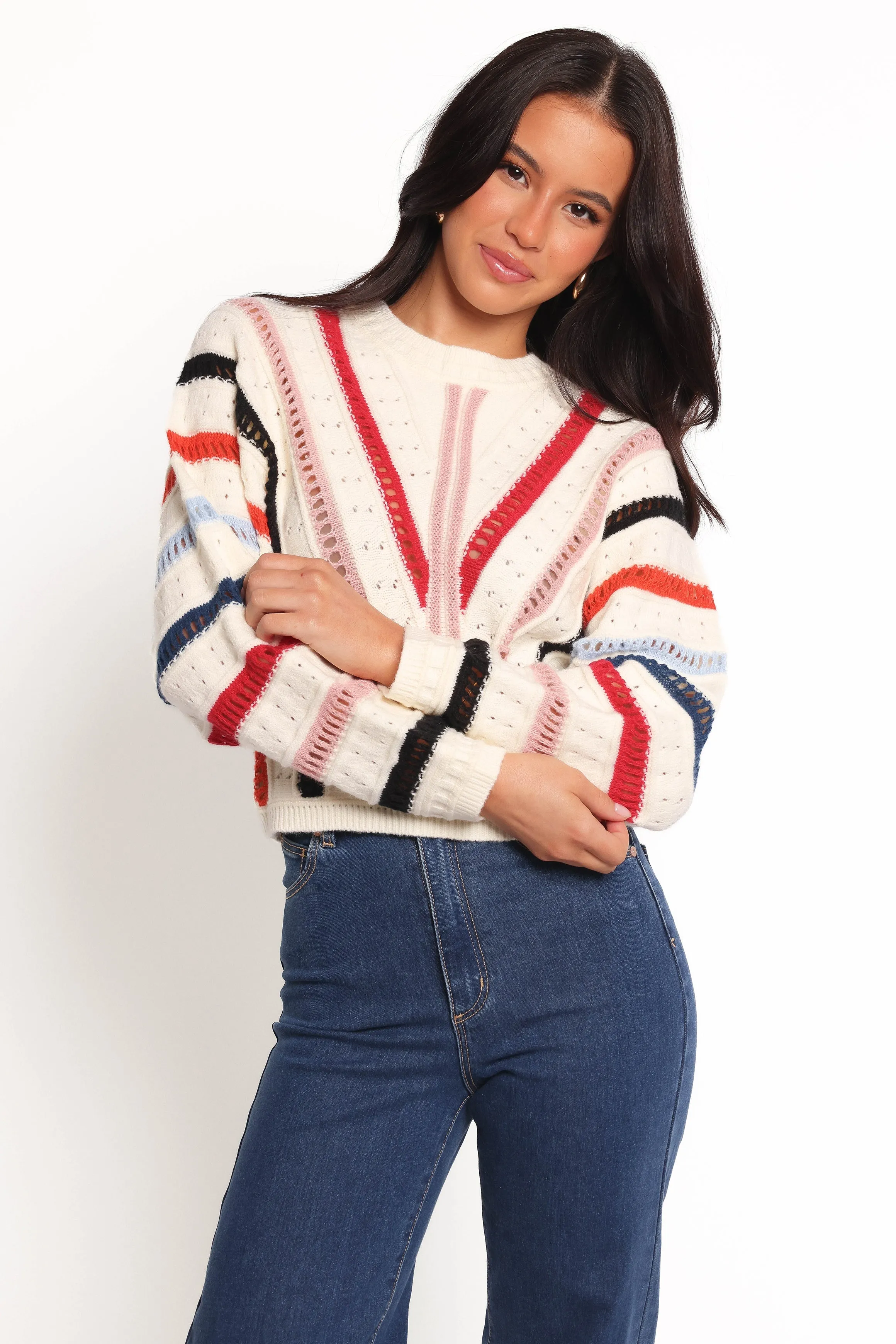 Mild Weather Marie Stripe Knit Sweater - White