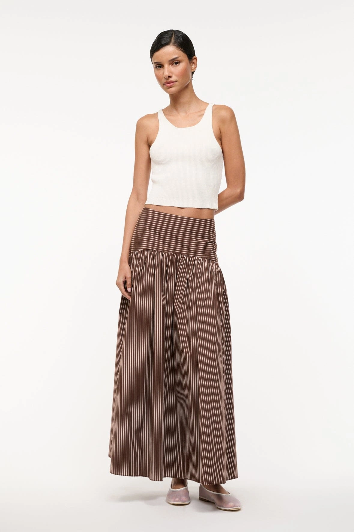 Slim Fit Band PROCIDA SKIRT | DARK OAK MICRO STRIPE