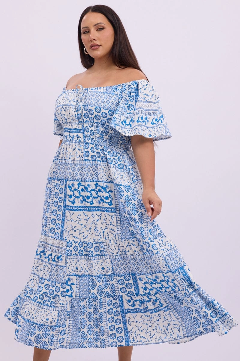 White Boho Maxi Dress Short Sleeve Ruched Bust Linen Blend Cotton Touch Smooth Look