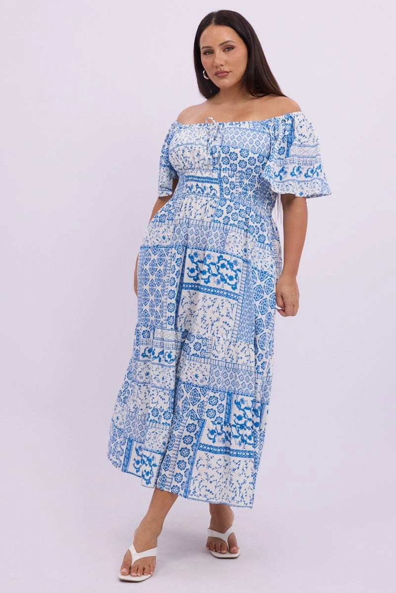 Crisp Silhouette Fit Focused White Boho Maxi Dress Short Sleeve Ruched Bust Linen Blend