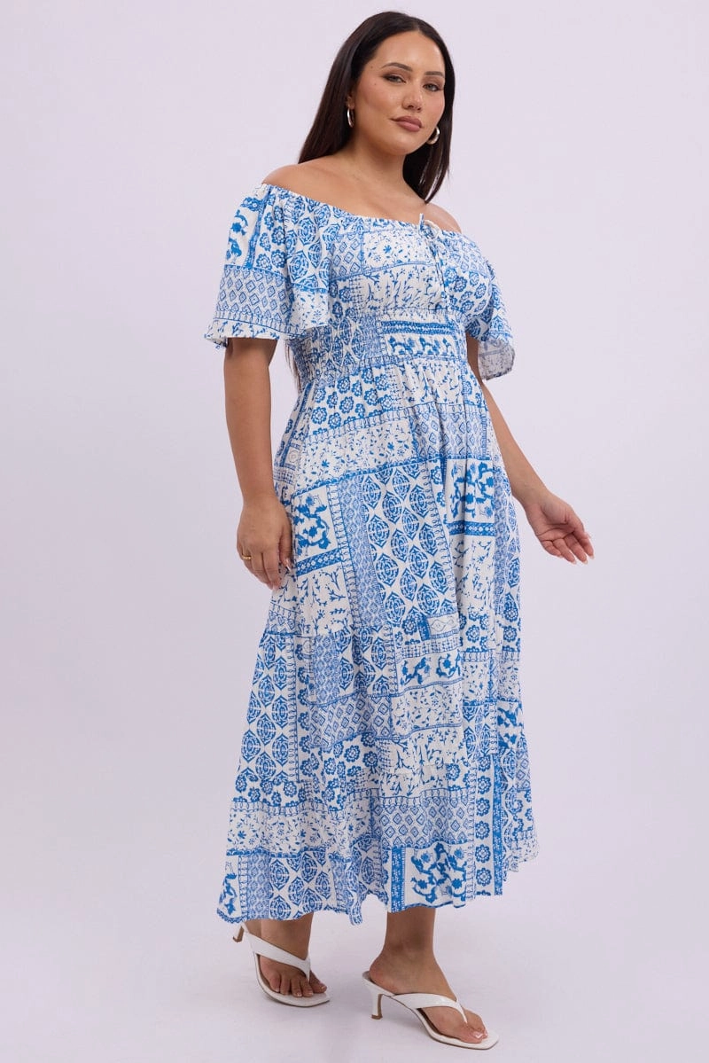 White Boho Maxi Dress Short Sleeve Ruched Bust Linen Blend Life Soft City Friendly