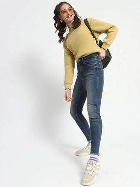 Style Simplicity Madame Whiskered Stone Wash Green Tinted Cotton Denim