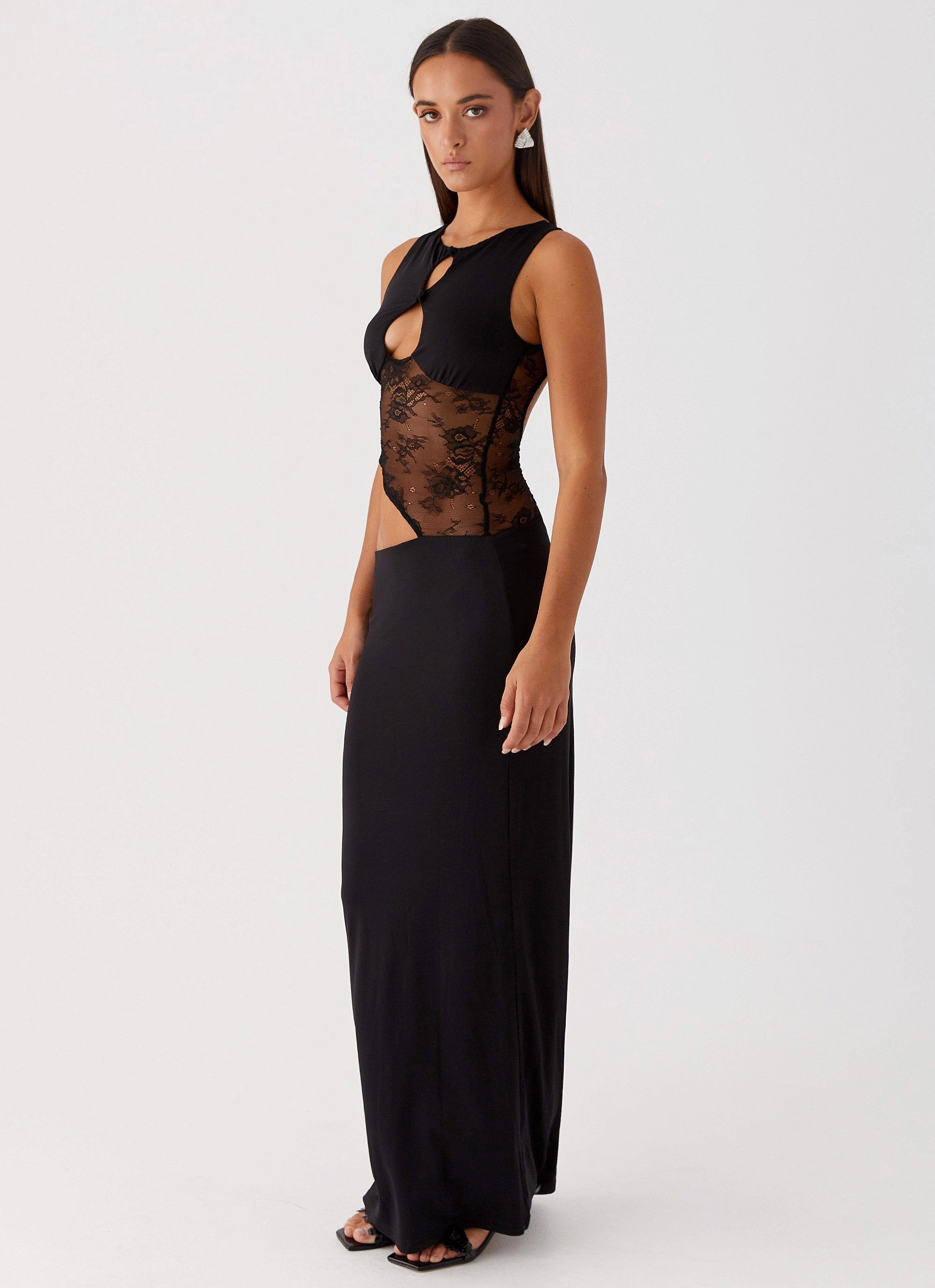 Prophecy Maxi Dress - Black Satin-Finish Lined interior