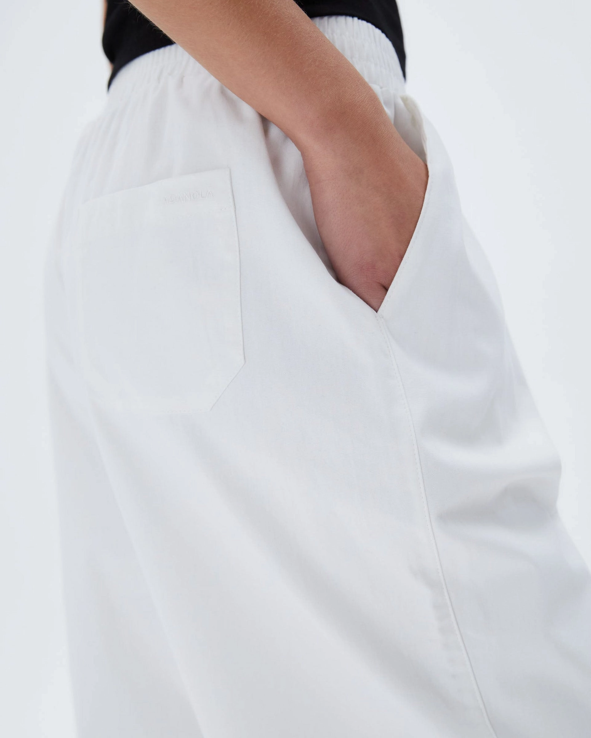 Cotton Pull on Pants - White Soft Material