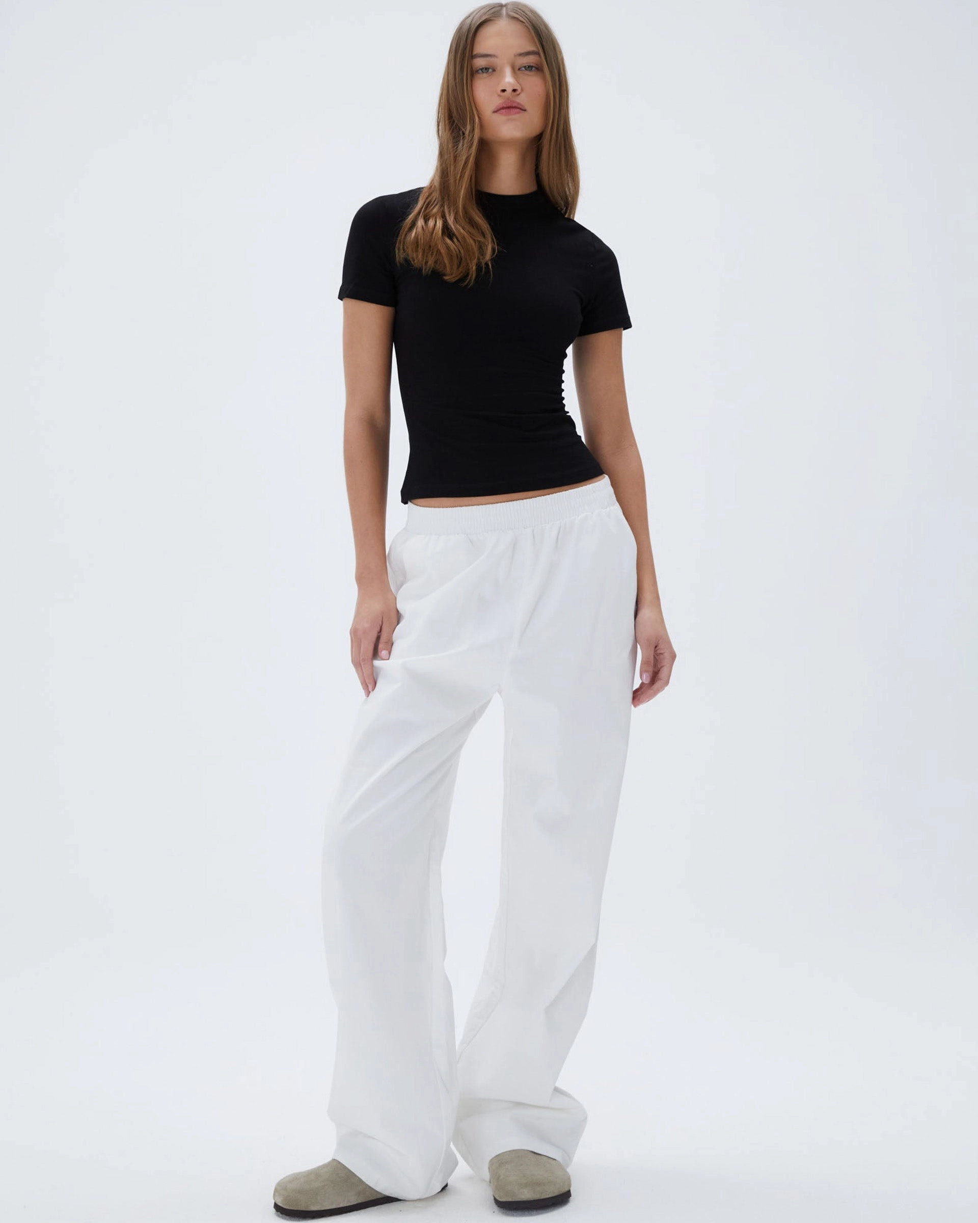 Cotton Pull on Pants - White Soft and Light Non Irritating Seams