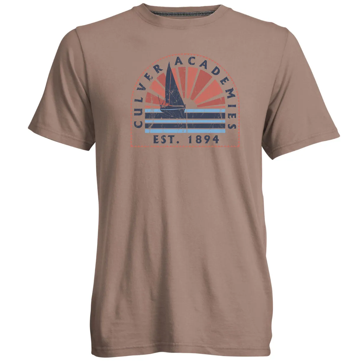 Pre Shrunk Cotton Culver Academies Sunrise Sail Go To Tee - Walnut