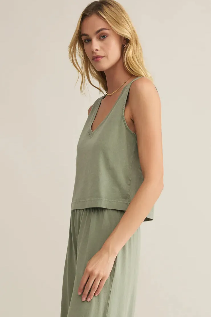 Organic Cotton Soft & Smooth Sloane V-Neck Top | Avocado