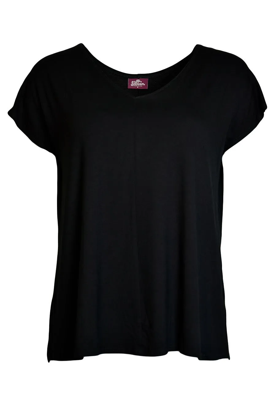 theater visit Retro Style Soft Lining Bella V-Neck Top | Scales Print