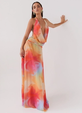 Elysia Chiffon Maxi Dress - Rainbow custom-fit Repair-Friendly