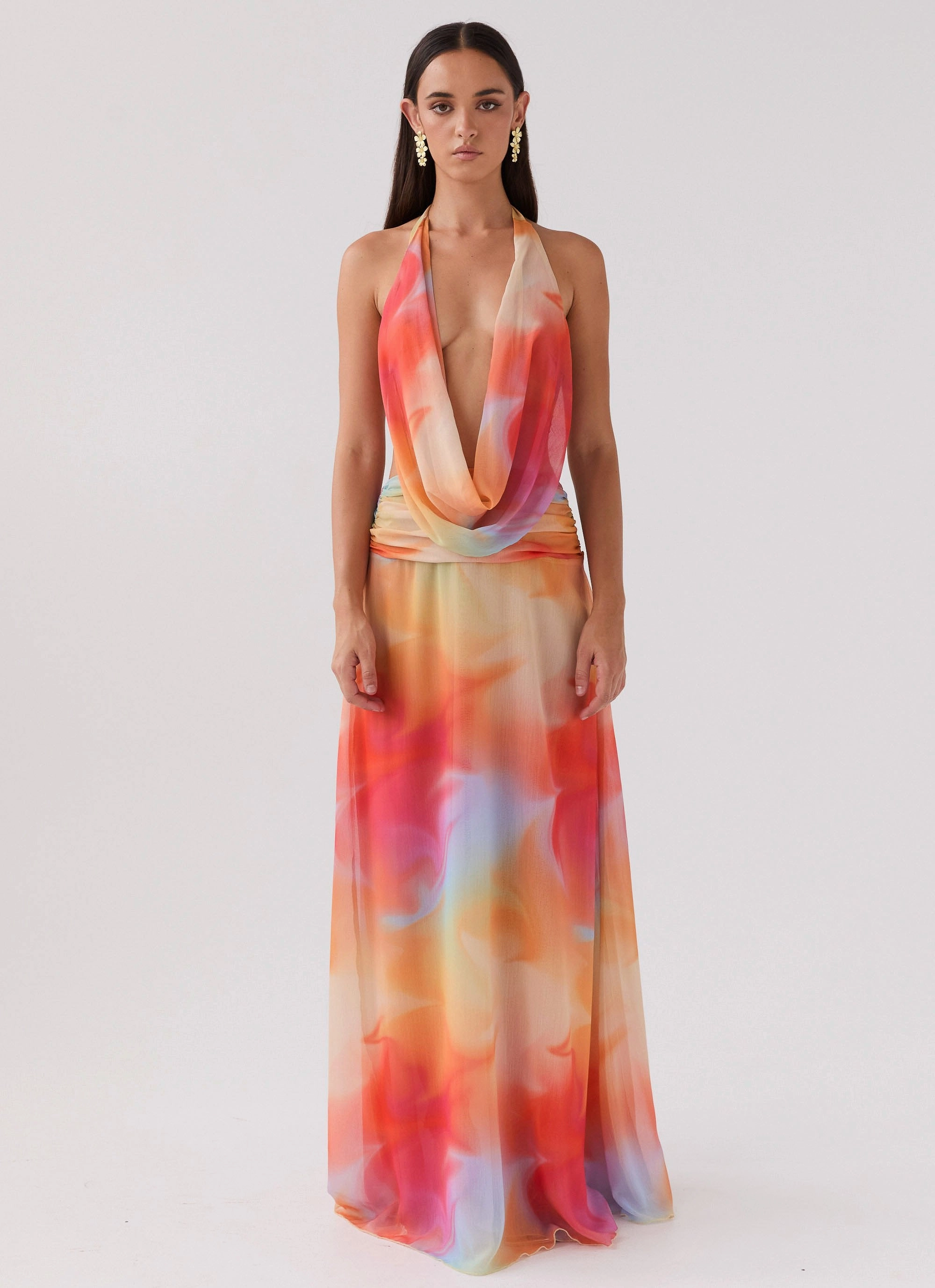 Elysia Chiffon Maxi Dress - Rainbow Smart Pairing Nature Inspired