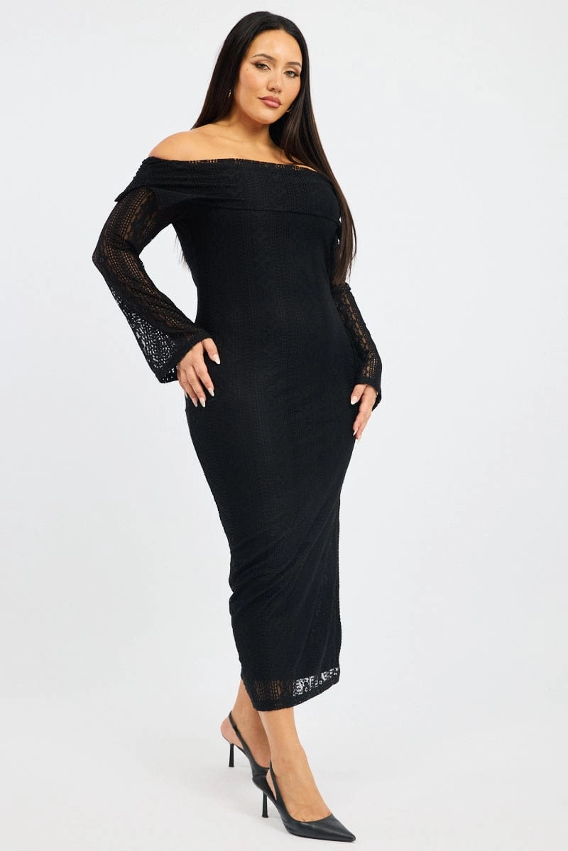 Black Lace Off Shoulder Dress Chic Appeal Timeless Wearable