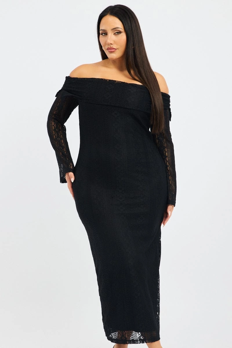 Black Lace Off Shoulder Dress Chic Appeal