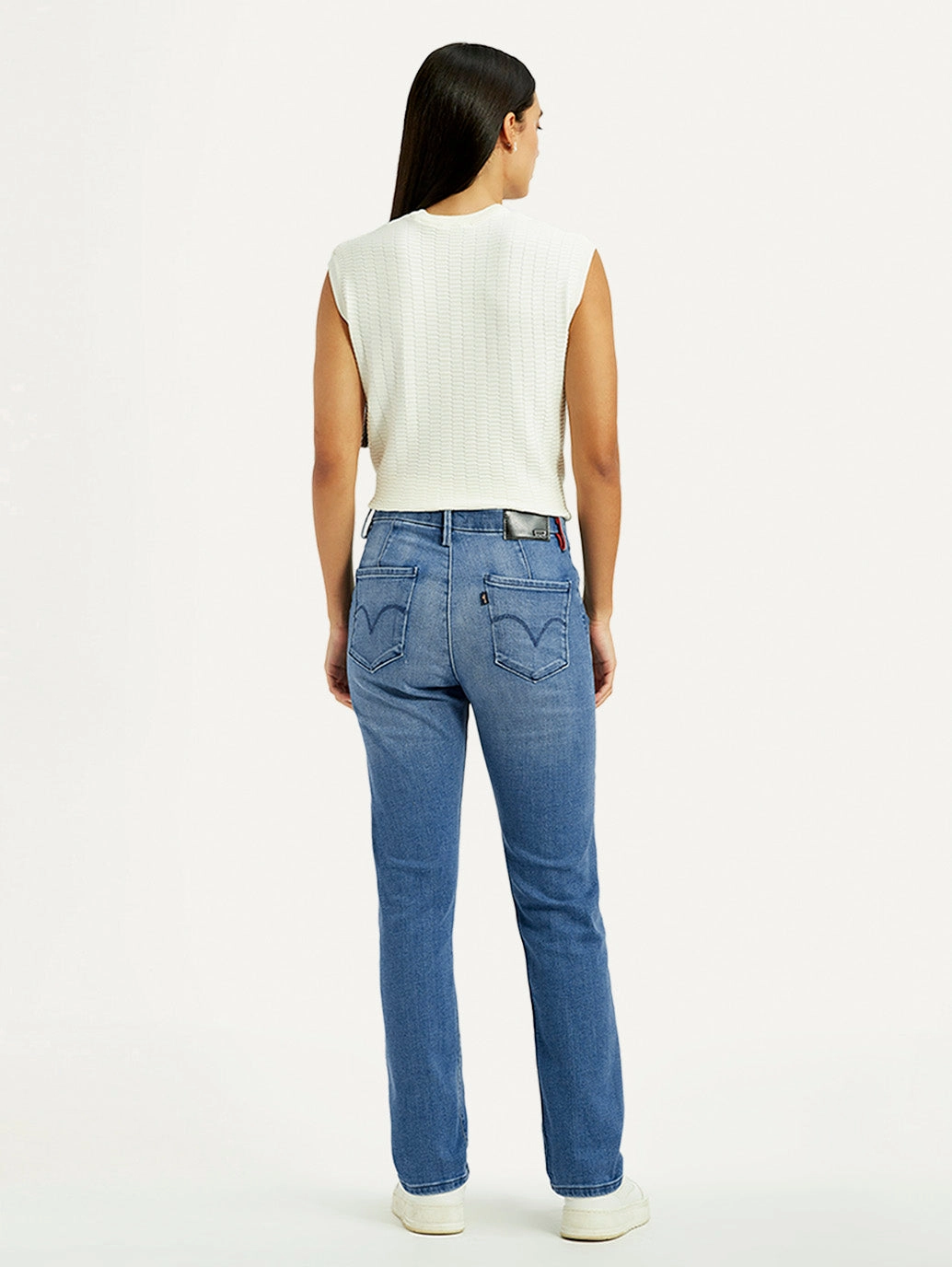 Women's Redloop Light Blue Wedgie Straight Fit Mid Rise Jeans Effortless Comfort Match With All