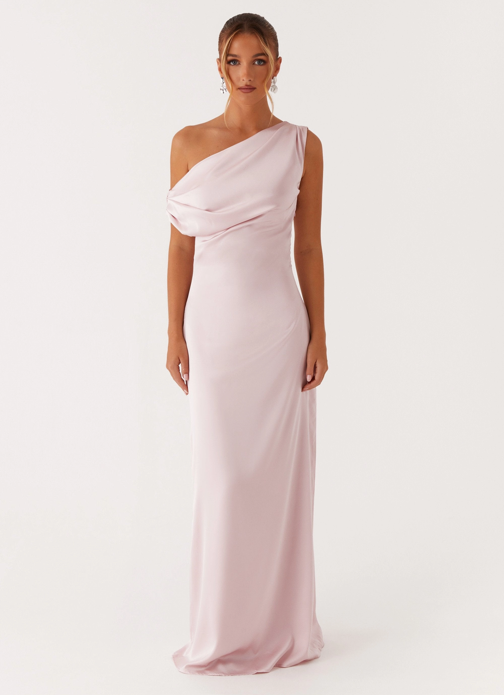 Heart Of Glass Satin Maxi Dress - Pink Basic Fashion Velvet-Edge