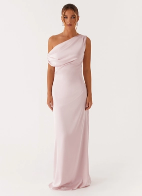 Heart Of Glass Satin Maxi Dress - Pink Basic Fashion Velvet-Edge