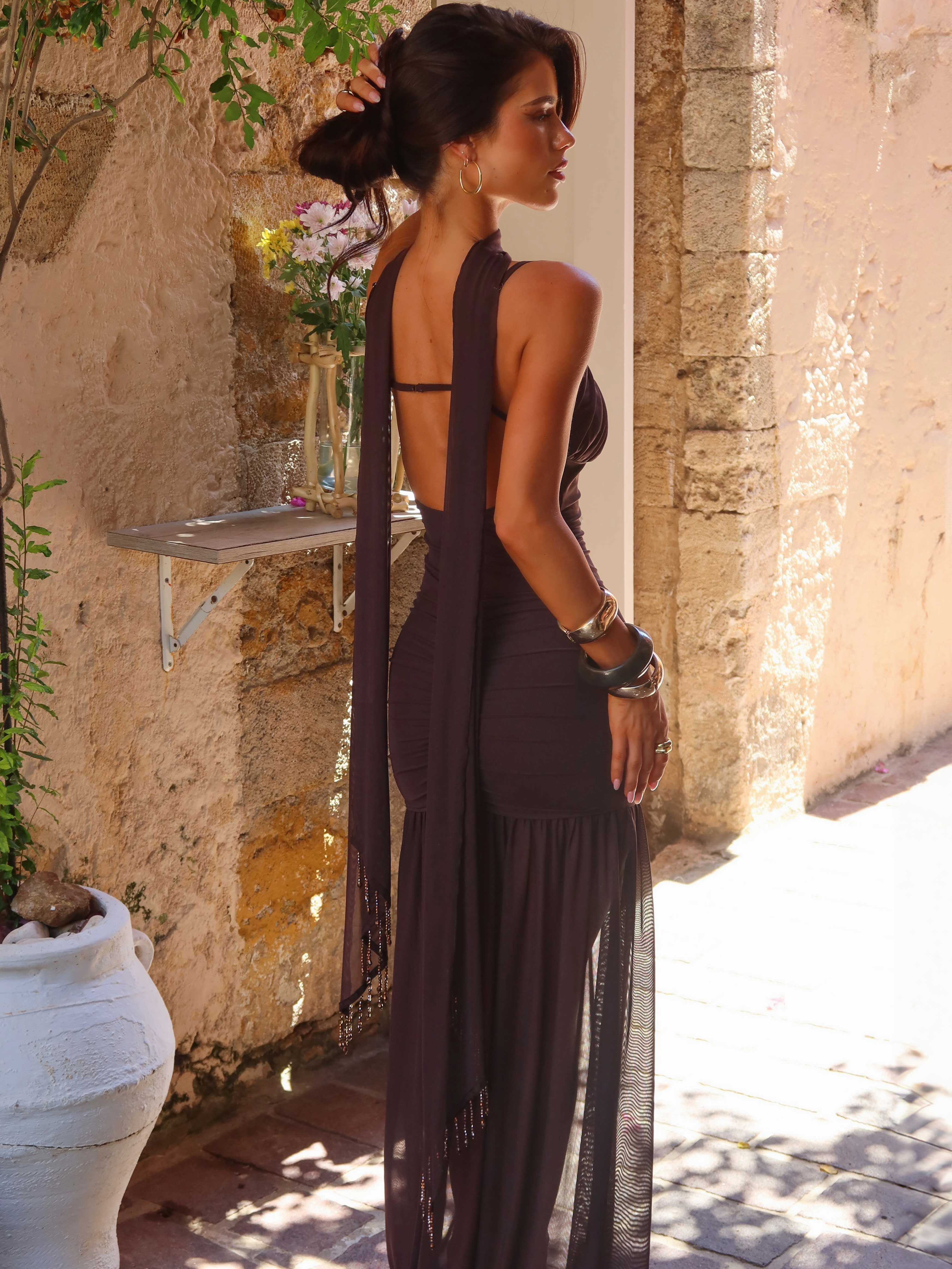IDA MAXI DRESS CHOCOLATE Fashionable Look