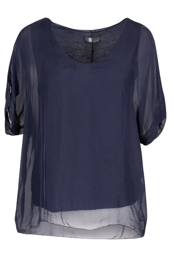 Solid Chiffon Overlay Top | Navy MinimalistDesign Classic Layer Wear