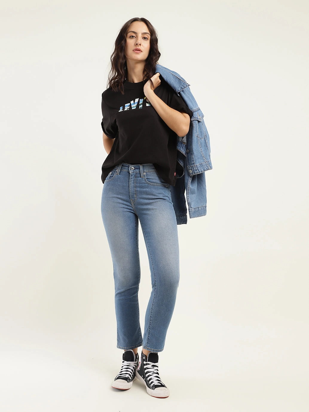 Women's 710 Blue Skinny Fit High Rise Jeans Comfortable Fit Design