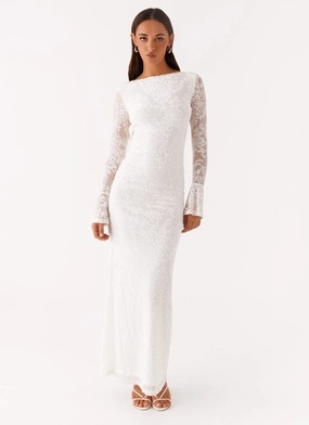 Thriving Maxi Dress - White Elegant Layer Fit Mood