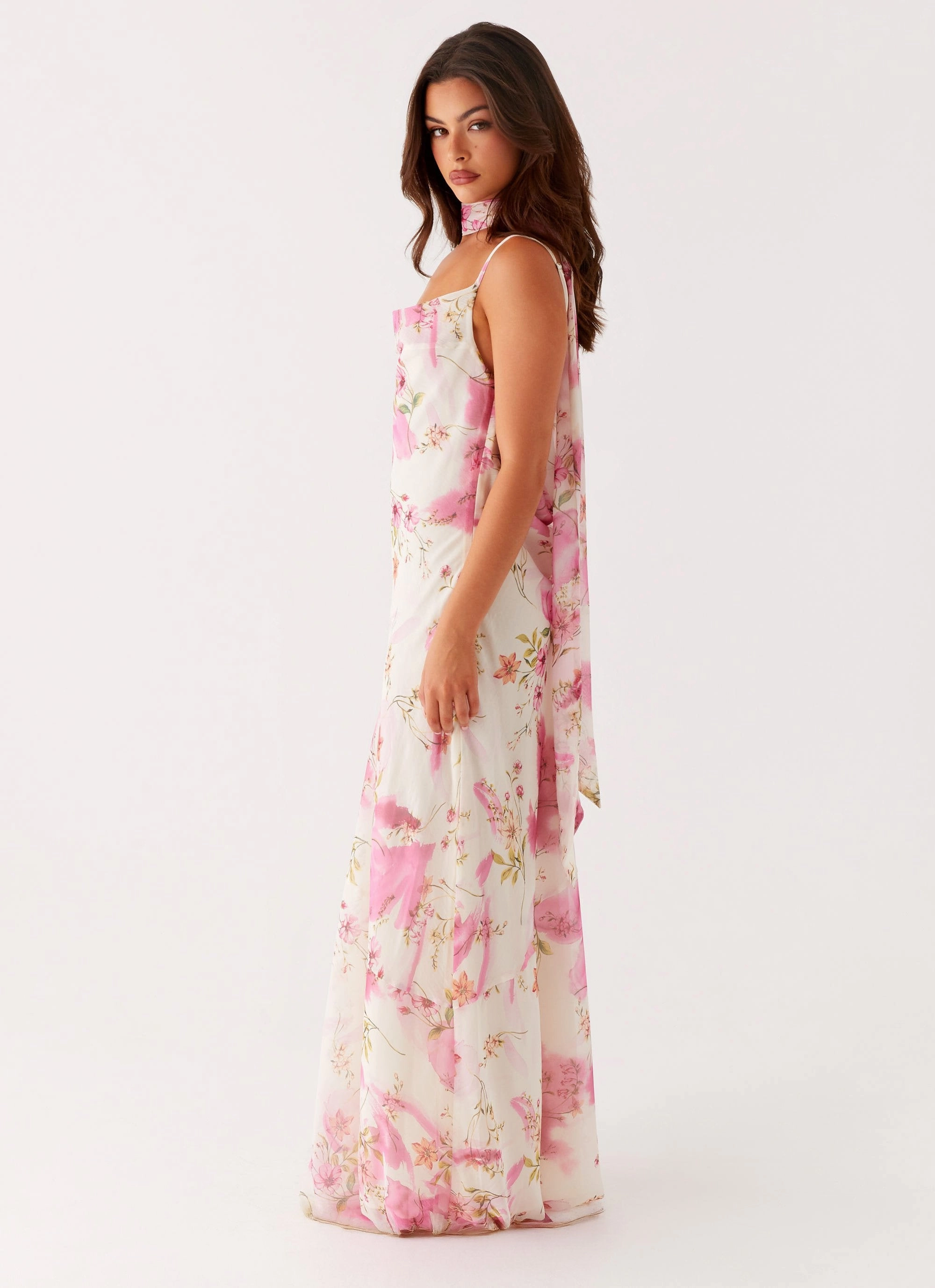 Clean Stitch Smart Layers Spencer Maxi Dress - Ivory Floral Print