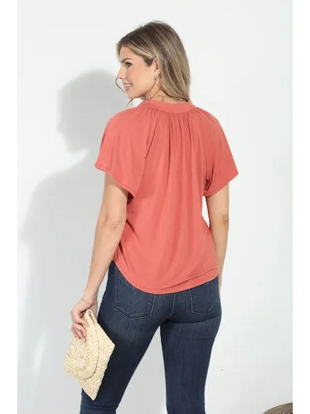 SPLIT NECK SS TOP Minimal Look Soft touch finish No Slip Shoulder Design