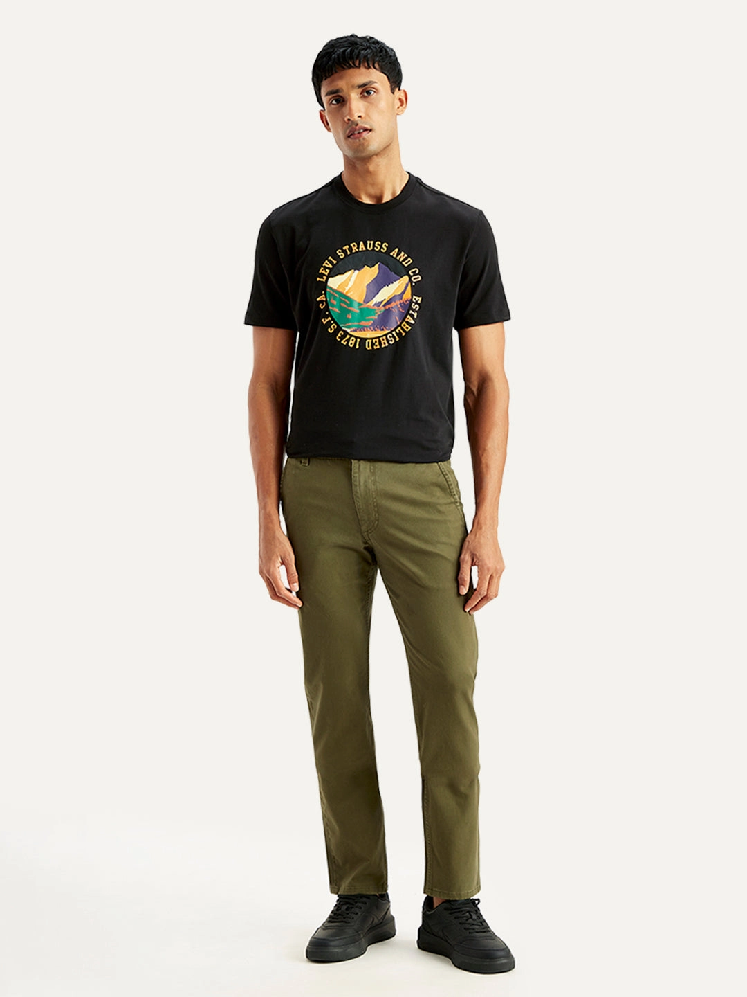 Move Freely Neutral Style Men's Olive Slim Fit Chinos